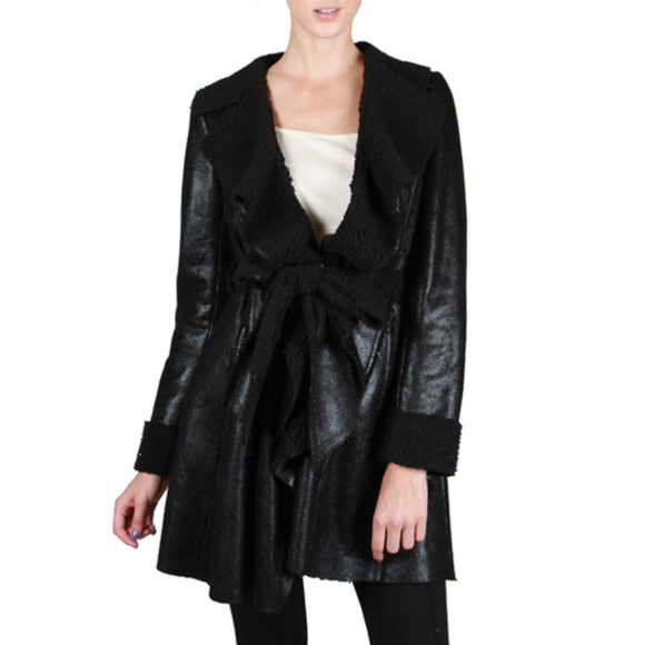 🆕 Anthropologie Ryu Black Shearling Coat - Picture 1 of 3